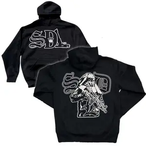 SDLHoodie, Trendy Streetwear Graphic Zip Up Hoodie, Retro Pattern Full Print Unisex Fashion Outerwear for Men Women
