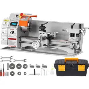 Spring new arrivals Mini Metal Lathe Machine, 7'' x 16'', 800W Precision Benchtop Power Metal Lathe, 150-2500 RPM Continuously Variable Speed, with 3.9'' 3-jaw Metal Chuck Tool Box for Processing Precision Parts