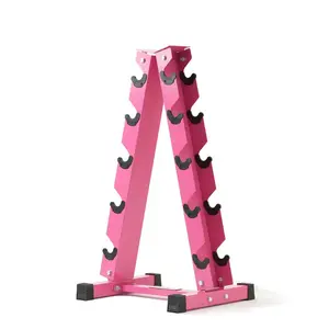 RITFIT A-Frame Dumbbell Storage Rack Stand 3/5/6 Pairs Pink/Black Home Gym Equipment Heavy-Duty Steel Construction ABS Plastic Anti-Slip Protection Glute Workout Equipment