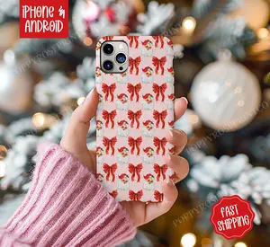 Pink Retro Santa Phone Case, Cute Christmas Cover Mag Safe Compatible, Magnetic Tough Cases