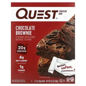 Quest Nutrition Protein Bar, Chocolate Brownie, 4 Bars, 2.12 oz (60 g) Each