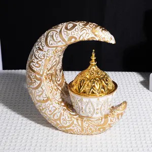 Arabian Crescent Incense Burner, Home Gold Resin Solid Form Aromatherapy Fragrance Lamp, Ramadan Bukhoor Burner, Wedding Valentine Gift, Yoga Meditation Scented, Ideal Gift, Meditation Tool, Crescent Shape, Home Fragrances, Home Fragrance Products
