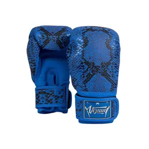 VENUM Amazonia Boxing Gloves - Ultramarine Blue, Triple-Density Foam, Ergonomic Design, Adjustable Wrist Strap, Elongated Cuffs, Premium PU Material