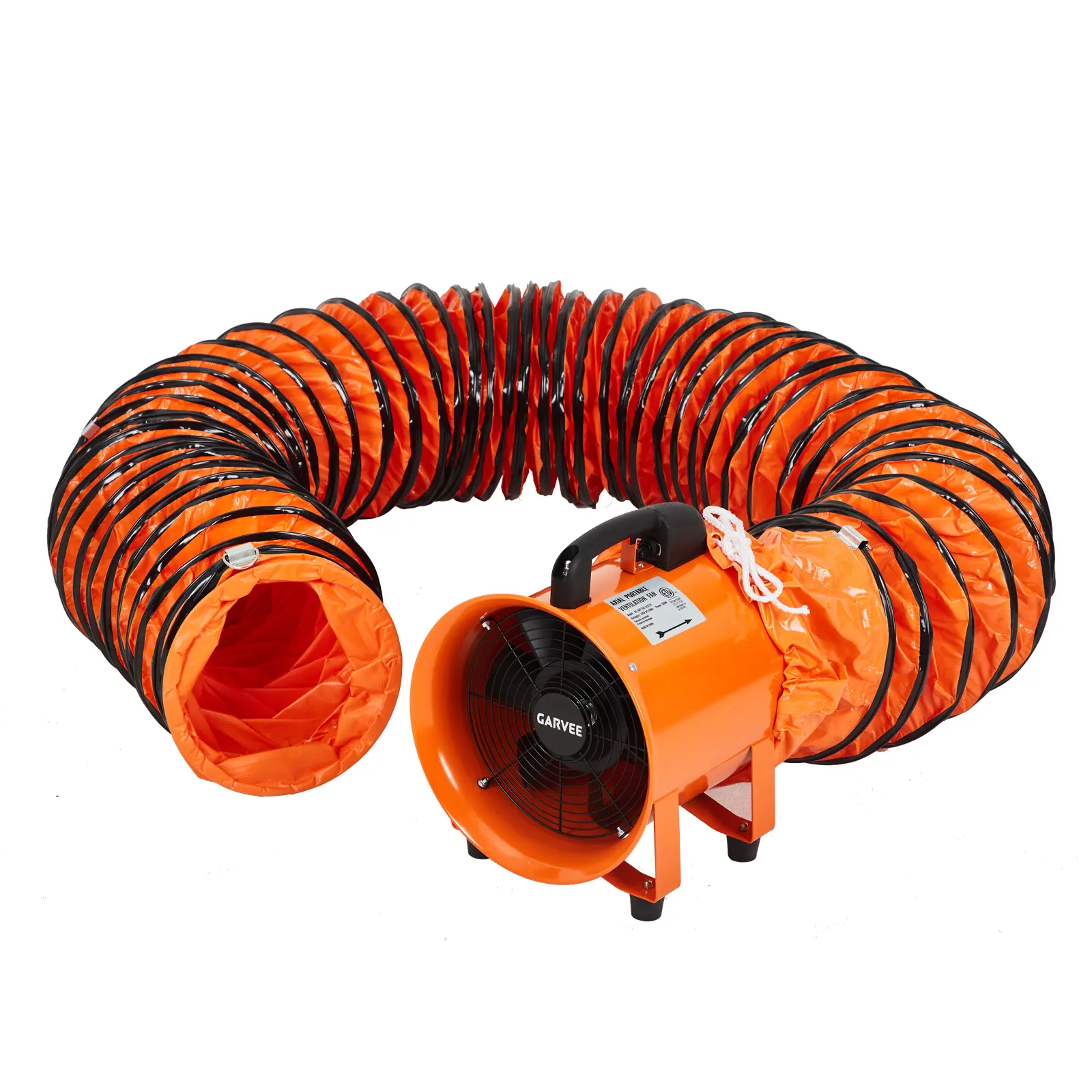Garvee High-Speed Portable Utility Blower Fan – 8 Inch, 1100 CFM, 3500 RPM, Low Noise, 32.8ft Flexible Duct Hose – Industrial Exhaust Ventilator for Workshop, Basement, Warehouse, Garage – Powerful Airflow, Easy to Move, Durable Build