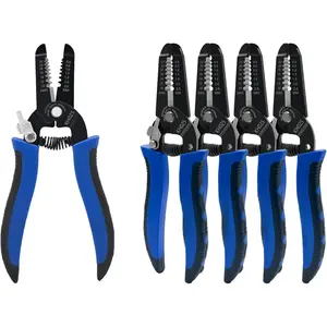 5 Pack Wire Stripper and  with Safety Lock and Spring  Professional Stripping Pliers Electrican Tool Small Gauge for 10-22 AWG Stranded Wire