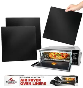 ThreadNanny Premium Air Fryer Liner Toaster Oven Liners for Bottom of Oven | Compatible with Cusinart, Ninja Air Fryer & Toaster Oven Accessories | Reusable Mat for Flip Up & Non-Stick Tray | 3 Pack 12"x12"