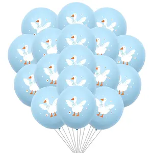1Set One Silly Goose Balloons Blue Silly Goose Birthday Party Decorations Geese Baby Shower Decoration Farm Animal Duck Theme Latex Balloons Set for Kids Birthday Baby Shower Party Supplies Blue