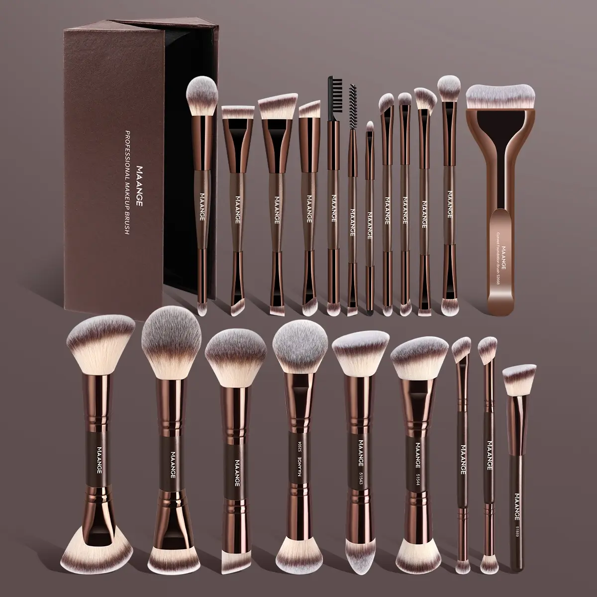 MAANGE 21pcs Makeup Brush Set, Cosmetic Brushes, Makeup Brush Kit with Storage Case, Foundation Brush Loose Powder Brush Blush Brush Contour Brush Concealer Brush Eyeshadow Brush Blending Brush Eyelash Brush Eyeliner Brush, At Home Or On-The-Go