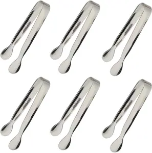 6PCS Ice Tongs Mini Sugar Tongs 4.25Inch Stainless Steel Small Serving Tong, Tiny Kitchen Tong for Appetizers,Tea Party, Coffee Bar