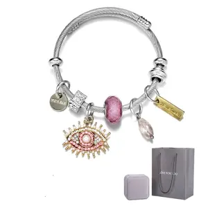 Block Negativity  Adjustable Evil Eye Bracelet for Protection Silver Stainless Steel Elastic Bracelet Gift of Protection! Evil Eye Bracelet for Her elegant fashion accessory Halloween Set