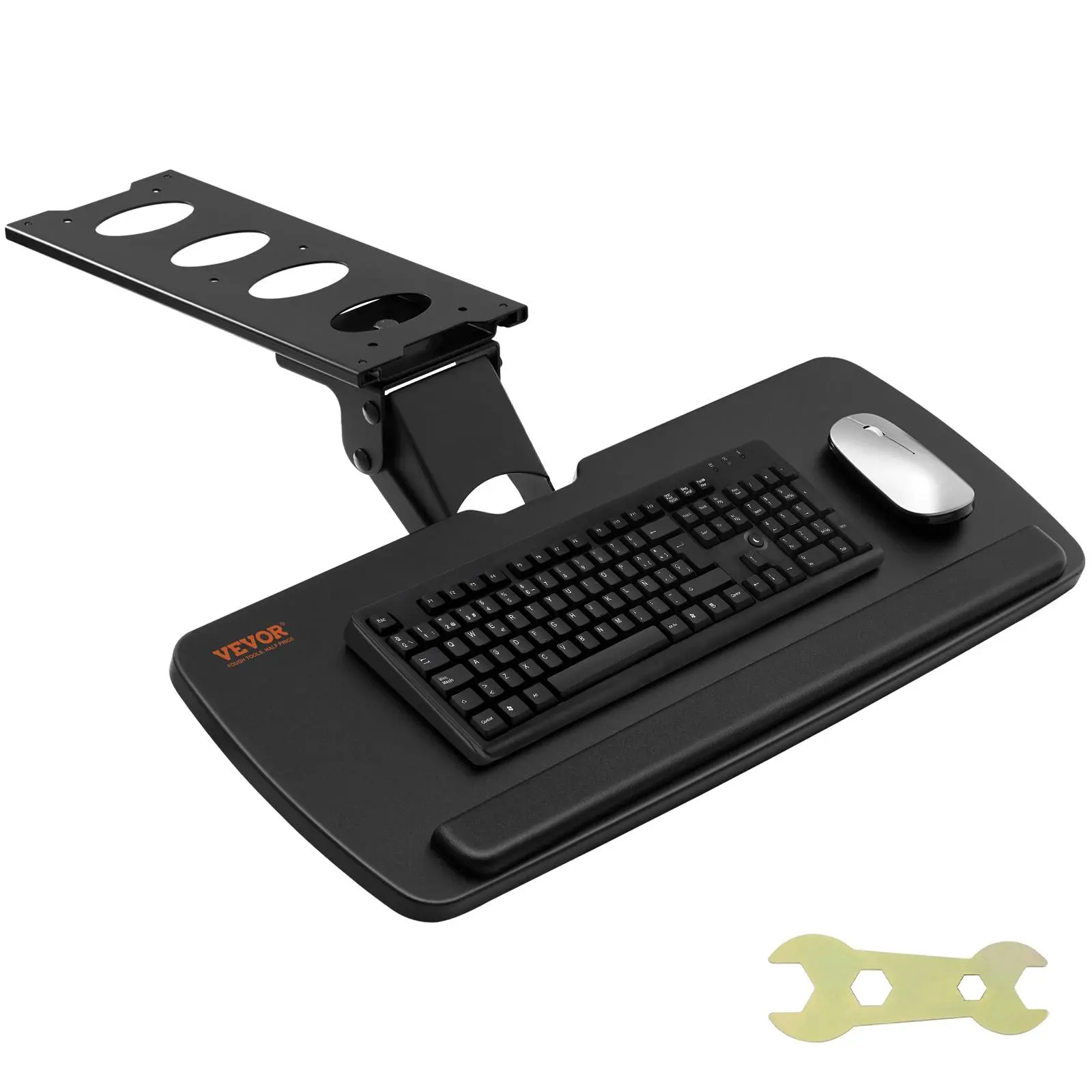 【Backtoschool】VEVOR Keyboard Tray under Desk Adjustable Height, Height and Angle Adjustable under Desk Keyboard Tray Slide out, Large 25x9.8 inch Keyboard Holder under Desk for Typing in Home, Office Work
