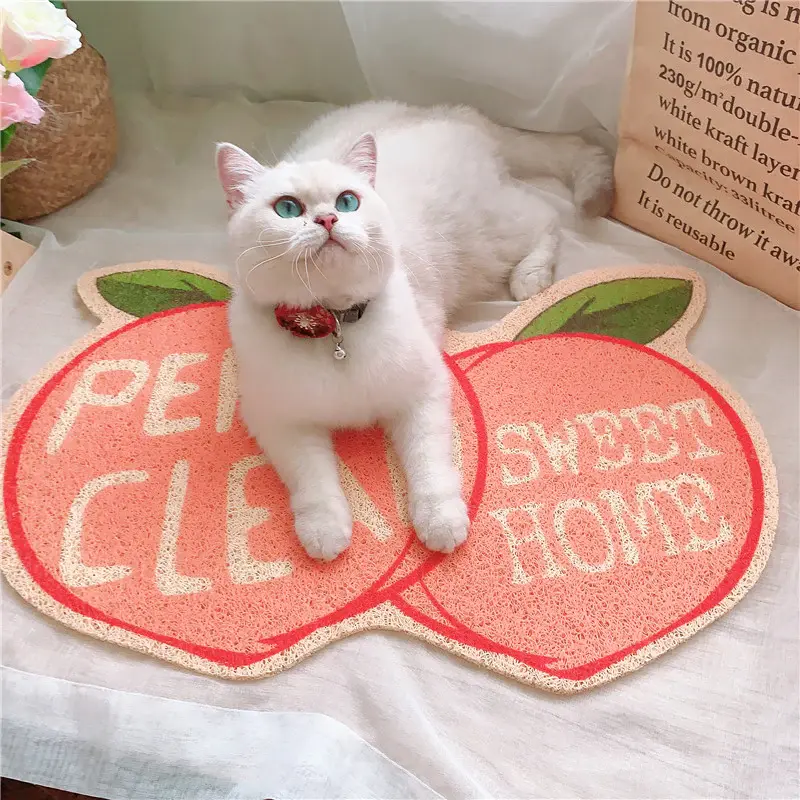 Fruit Series Cat Litter Mat, Waterproof, Easy to Clean and Scatter Control,3-in-1 usage as cat litter catcher, room carpet, and pet sleeping mat