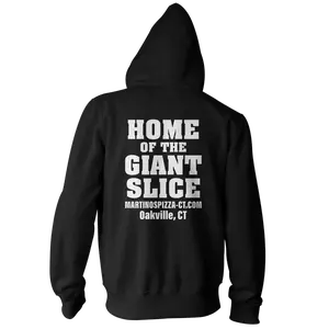 Martino's Home of the Giant Slice T-Shirt - Pullover Hoodie, Screen Printed on Gildan Fleece, Classic Fit, Casual Style, Machine Washable