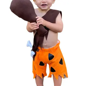 Kids Baby Caveman Costume Historical Stone Age Birthday Outfit for Girls Boys Halloween Cosplay Dress Up Photo Shoot
