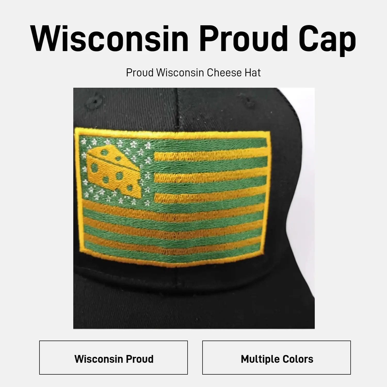 Wisconsin Proud Cheesehead Cap - Flag-Themed Cheese Flag Packers Fashion Accessory Hat