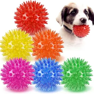 6 Piece Squeaky Dog Toy Balls Set, Multiple Colors, 2.5 Inch Size, Suitable for Small Medium Dogs, Durable Safe Rubber, Perfect for Training Play, Durable Chew