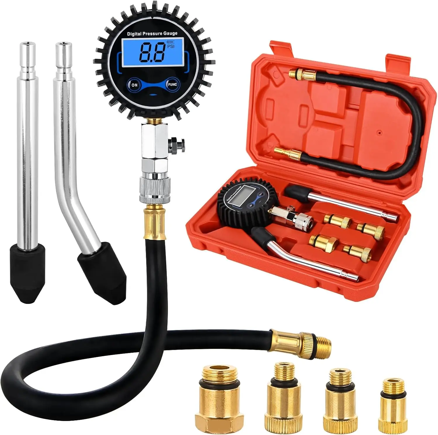 Nilight Digital Cylinder Compression Tester Kit, Automotive Tools 0-250PSI Diagnostic Tool with Adapter, Hose for Petrol Gasoline Cars, Trucks