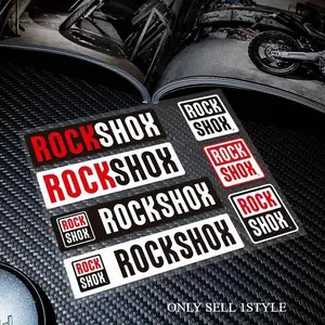 1SET Street Trendy Functional Hardcore Logo Sticker Car Stickers, Sticker Decals, Stick on mountain bike suspensions or cycling equipment backpacks, red-black-white 'ROCKSHOX' multi-layout decor
