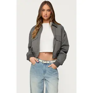 Edikted Women's Dolan Ruched Oversized Bomber Jacket