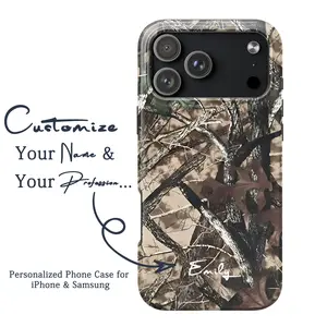 Personalized Phone Case – Custom Name & Monogram, Aesthetic Glossy Double Layer Camouflage pattern Design for iPhone and Samsung Cases