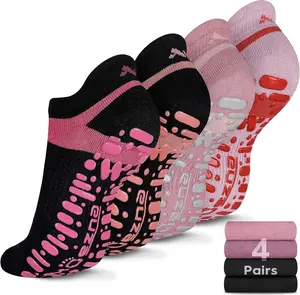 Muezna Non Slip Yoga Socks for Women, Anti-Skid Pilates, Barre, Hospital Socks with Grips, Size 5-10
