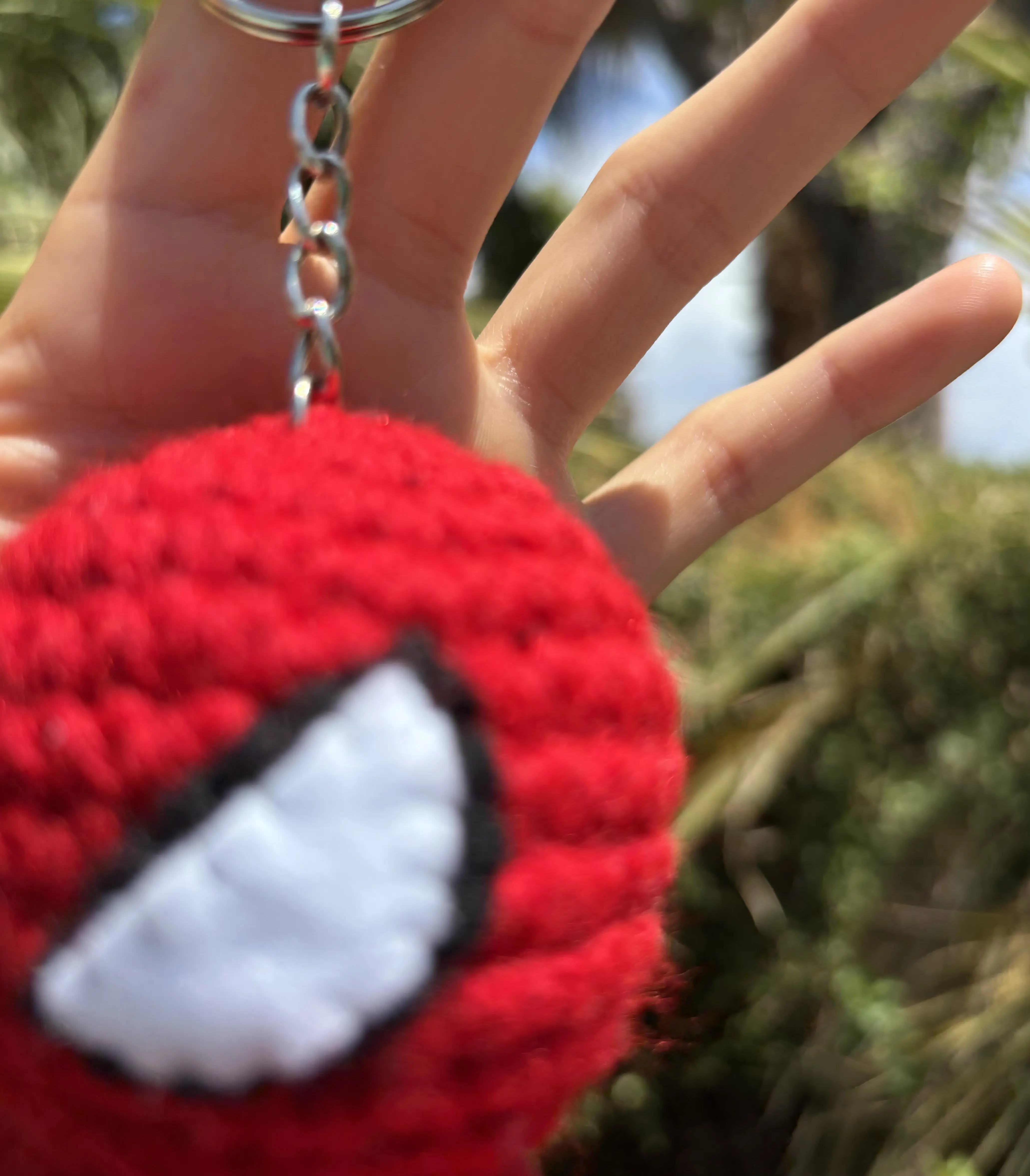 Handmade Crochet Chubby Spider hero Guy keychain