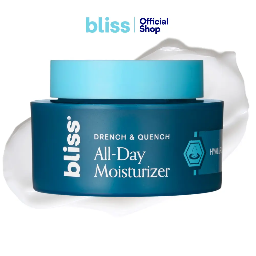 Bliss Drench & Quench Hyaluronic Acid Cream to Water Moisturizer | Lightweight Face Cream with 4 Types of Hyaluronic Acid for All Day Hydration and Plump Skin | Clean Vegan & Cruelty Free 1.7 fl oz