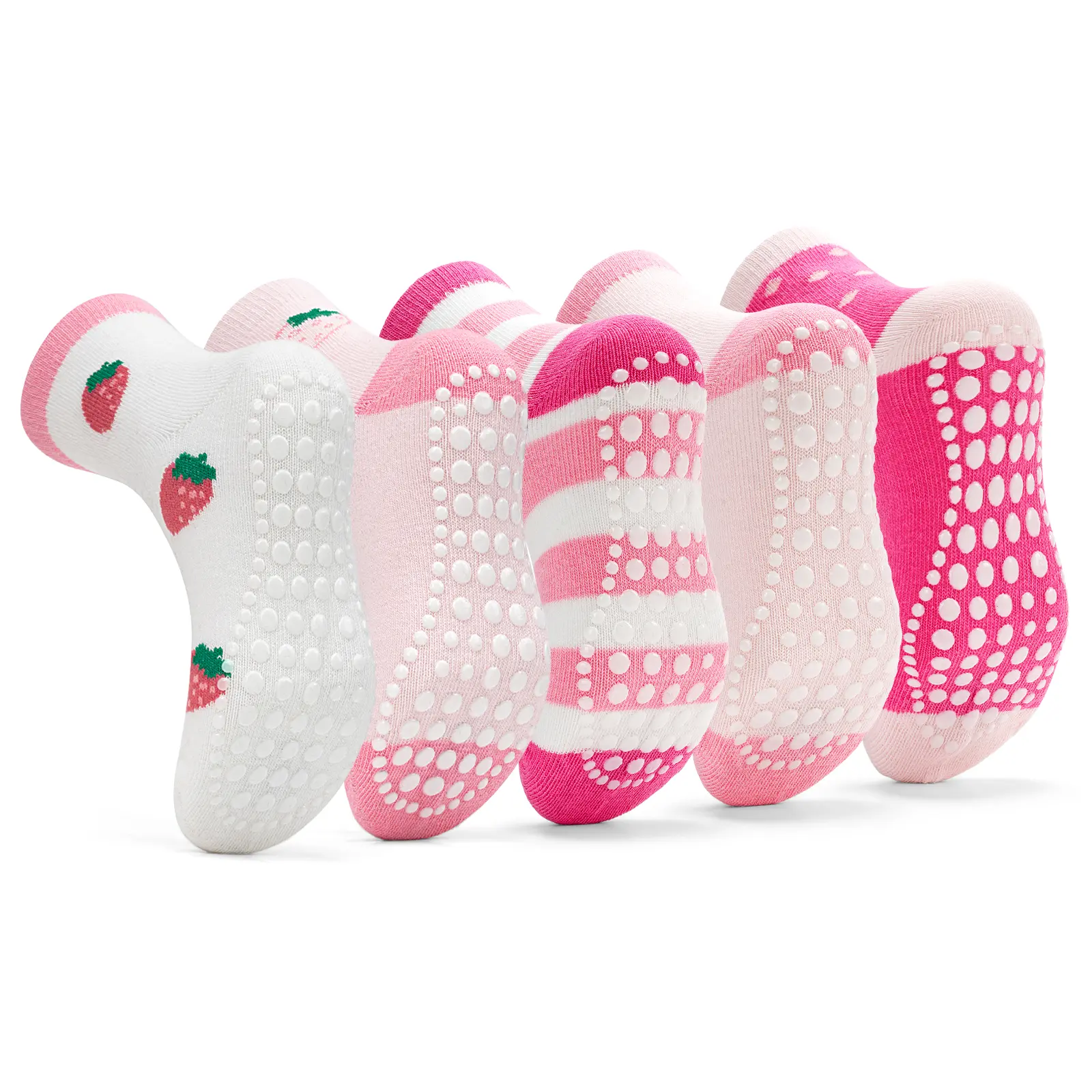 Sosenfer Girls' Graphic Ankle Socks, 5/10 Pairs Breathable Soft Cotton Blend with Non-Slip Grip for Toddlers, Baby Showers Gift, Breathable Soft Socks, Casual Soft Socks
