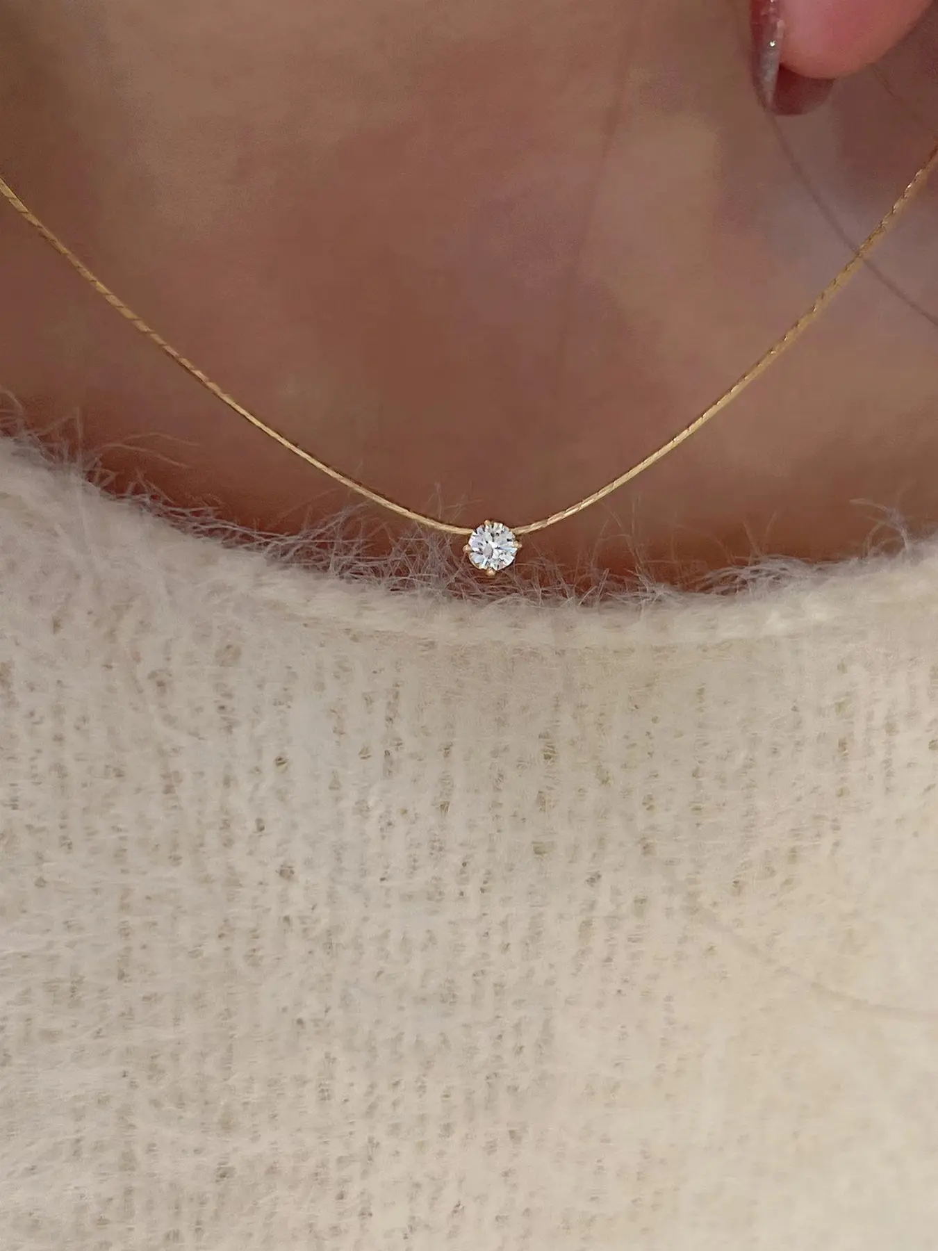 Elegant Cubic Zirconia Necklace for Women, Cz Bling, Stylish Stainless Steel Chain Single-Stone Necklace, Perfect for Daily Wear & Commuting, Versatile Fashion Jewelry Accessory, Exquisite Jewelry Gift