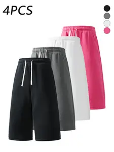 4-pack men’s 3/4 casual athletic sweatpants, loose straight cut, skin-friendly breathable fabric
