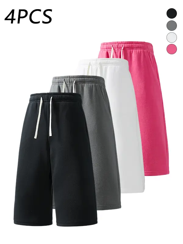4-pack men’s 3/4 casual athletic sweatpants, loose straight cut, skin-friendly breathable fabric