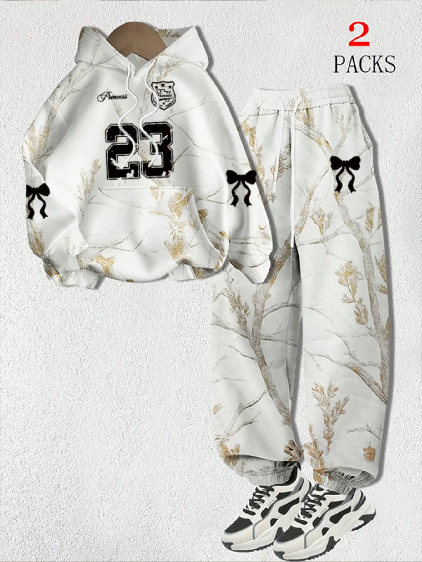 Women's Camo Hoodie Set with Kangaroo Pocket & Fleece Lining, Long Sleeve Casual Summer, Drawstring Adjustable Fit, Clothes, Fall outfit, Casual Lounge Set