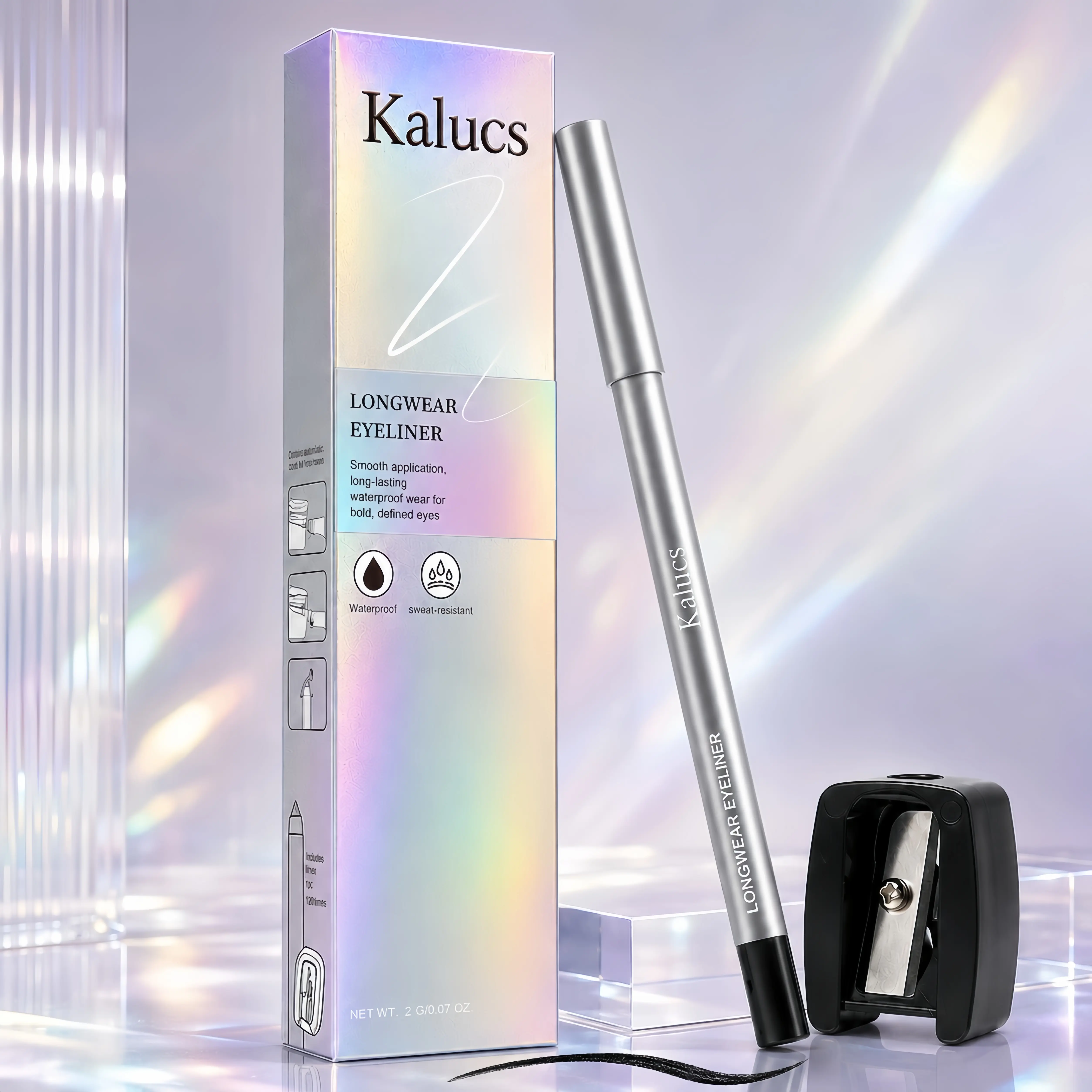Waterproof Eyeliner Pencil, 4 Shades Available, Smudge-Proof & Transfer-Resistant Longwear Eye Liner for Waterline, Tightline, Winged Cat Eye, Smokey & Siren Eye Looks, Precise Eye Makeup, 2g