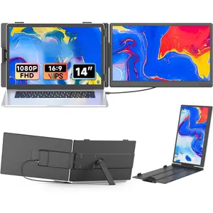 Laptop Screen Extender, 14" FHD 1080P Portable  for Laptop, Dual Screen  Extender for Laptops 13-17" with USB-C/HDMI Port, Plug n Play for Windows//Android/Chrome//PS5