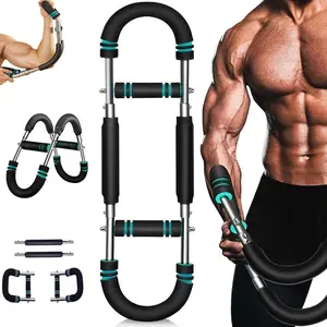 Arm Trainer 60-110lb Adjustable Chest Workout Equipment Men's Arm Strength Trainer Portable Spring Resistance Power Twister Bar for Home Workout Equipment Hand Grip Strengthener