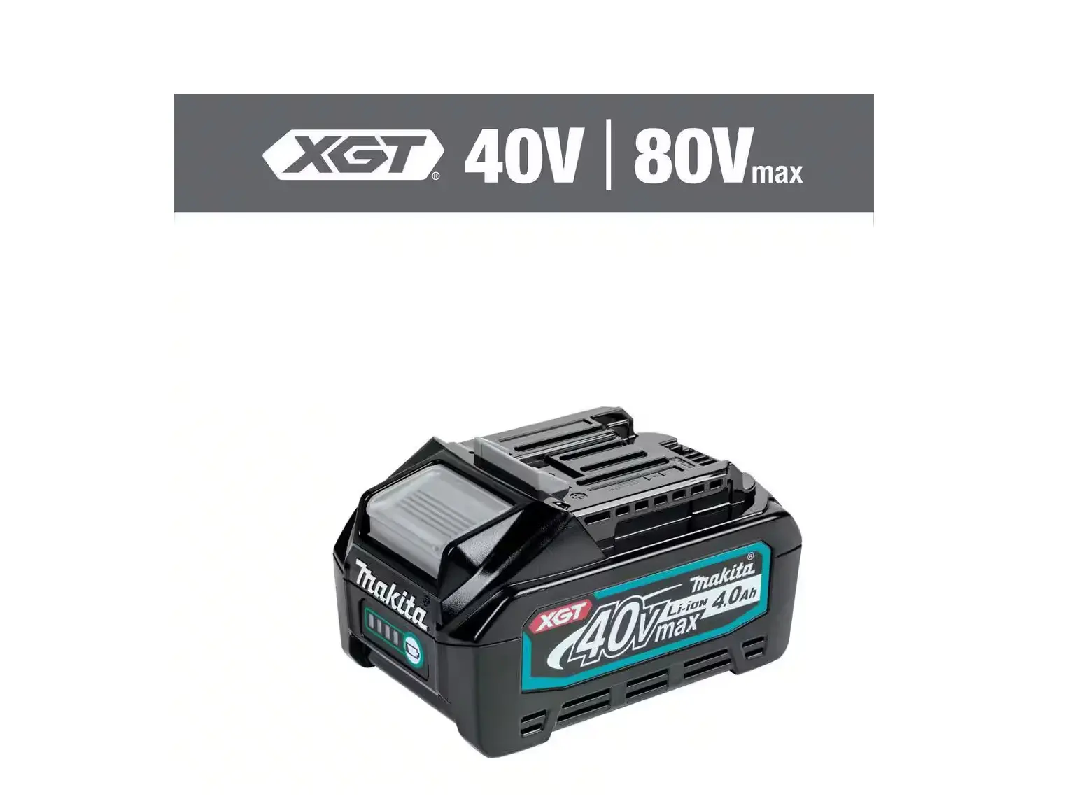 Makita 40V Max XGT Lithium Ion Cordless Power Tool Battery (BL4040, 4.0Ah, 144Wh) - 2x Longer Sustained Power, Multi-Layer Contact, Cooler Battery, Longer Life