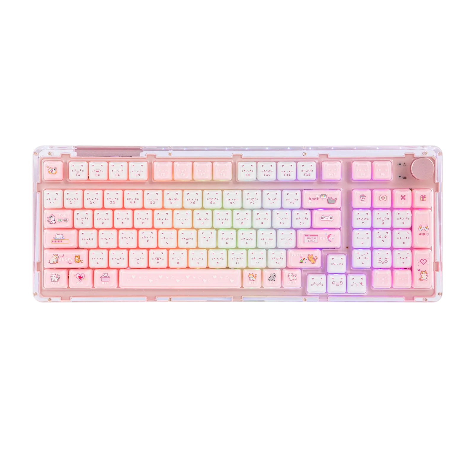 KiiBOOM Mewsic Jelly Keycap Set, MAO Profile, Cute Cat Keycaps, ABS+PC Double-Shot Custom 122 Keys for Mechanical Keyboard, Compatible with 60%, 65%, 75%, TKL, 96%, Full-sized Layout