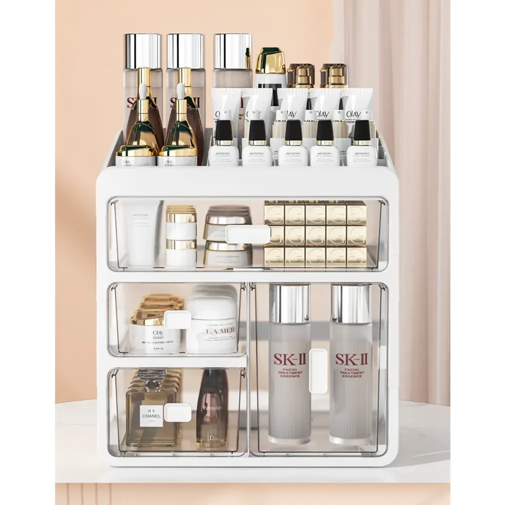 Makeup Case Jewelry Container Cosmetic Storage Box Makeup Organizer Drawers Desktop Organizer Makeup Brush Lipstick Holder