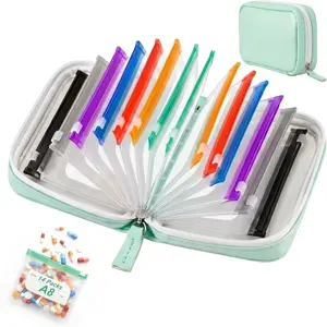 Waterproof Medicine Bag Set, 2026 New Portable Travel Medication Organizer, 14-Piece Colorful Reusable Zipper Weekly Pill Pouch, 14-Day Med Box，Suitable for vitamins, fish oil and health supplements