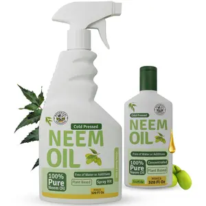 Botanical Tradesman Pure Neem Oil for Plants Concentrate 320 fl oz - 16 oz Empty Spray Bottle with Triggered Pump, Cold-Pressed Garden-Safe, 100% Organic