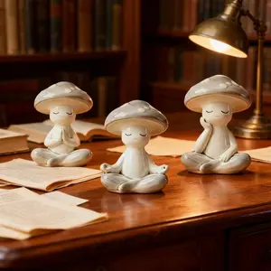 Creative Meditation Yoga Mushroom Figurine, Decorative Figurines, Resin Figure, Resin Sculptures, Home Desktop Resin Statue Decor, Zen Yoga Decoration, Relaxing Home Ornament, Sculpture Desk Decor, Indoor Home Decoration, Home Decor Accessory