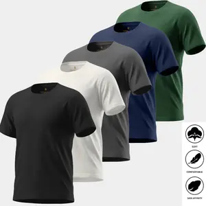 Men’s 5-Pack Premium Cotton Crew Neck T-Shirts | Classic Fit, Breathable, Skin-Friendly Casual Wear