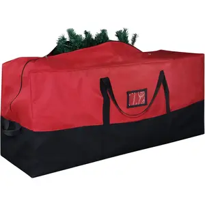 Waterproof 600D Oxford Extra Large Christmas Tree Storage Bag Fits Up to 7.5 Ft Artificial Trees, with Zippers & Card Slot for Waterproof Christmas Decorations Storage