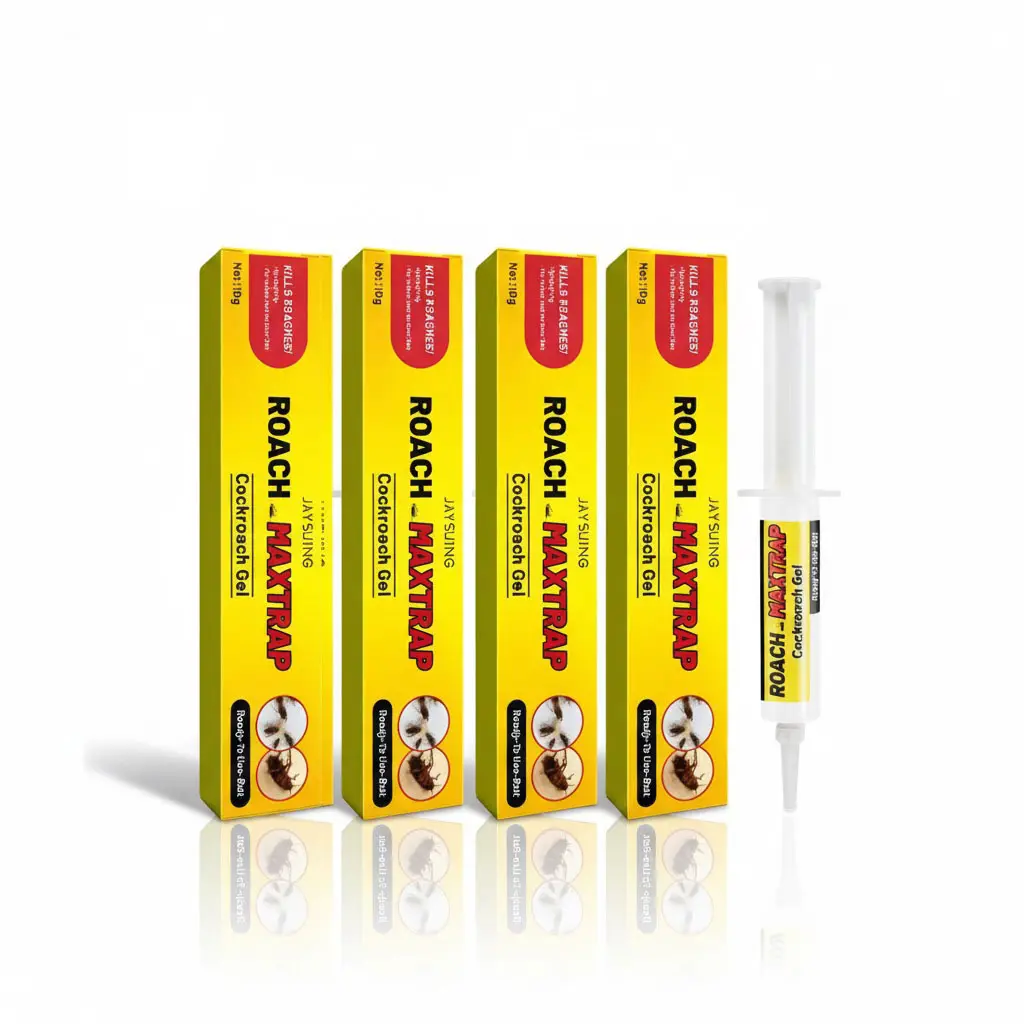 Cockroach Gel Bait - Roach Control Solution with Plunger, Precision Tip - Indoor, Outdoor Pest Control for German, American Roaches (1-Pack, 4-Pack Options)