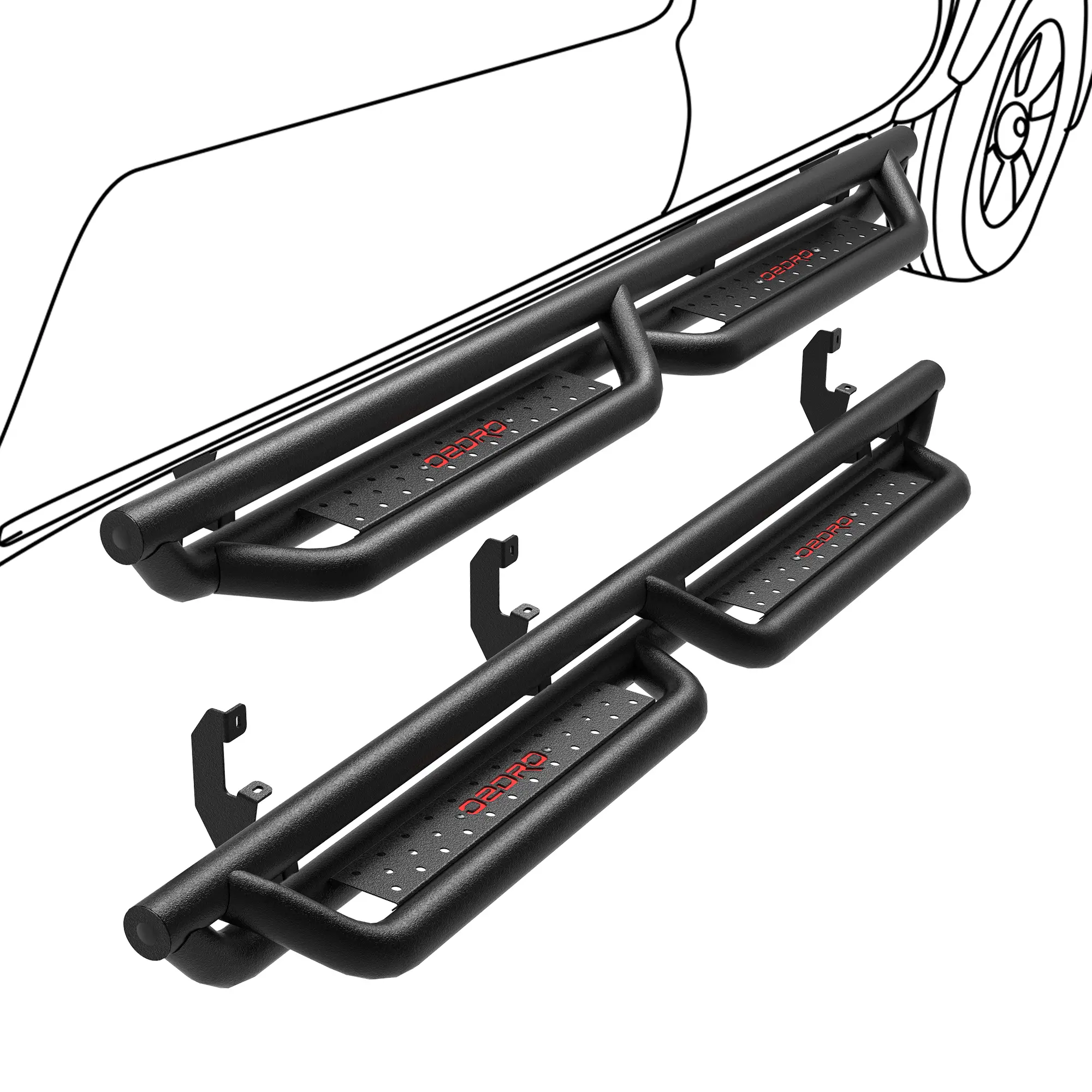6'' Running Boards Compatible with 2019-2025 Chevy Silverado/GMC Sierra 1500 Crew Cab, 2020-2025 2500HD 3500HD(Excl. 2019 1500 LD/Limited), Drop Side Step