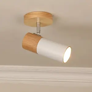 LED Wooden Living Room Spot Light, Adjustable Angle Cloakroom Lamp, Japanese Style Ceiling Spotlight for Hallway Entrance Background Wall
