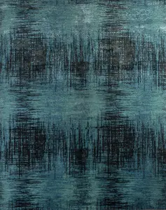 360 stand 8x10 ft. Blue Modern Abstract Hand-Knotted Genuine Wool Low-Pile Rectangle Area Rug, Indoor Living Room Decor, Contemporary Home Furnishing, Modern Abstract Rug