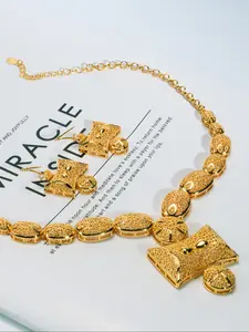 Women's Jewelry Set, Elegant Cut-Out Design Necklace & Earrings, Perfect Gift for Her, All-Season Wear