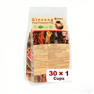 Kidney Tea Formula Ginseng Five Treasure Tea 1PCS (5g x 30 Bags) Natural Herbal Kidney Support Tea for Men & Women Traditional Chinese Wellness Beverage Detox Cleanse Organic Ingredient Daily Healthy Tea Value Pack