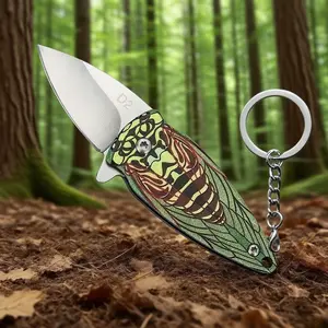 Lightweight Folding Knife with 3D Pattern Handle, 1 Count Portable Stainless Steel Knife, Suitable for Camping, Barbecue, Fishing, Hiking, Outdoor Use, Halloween